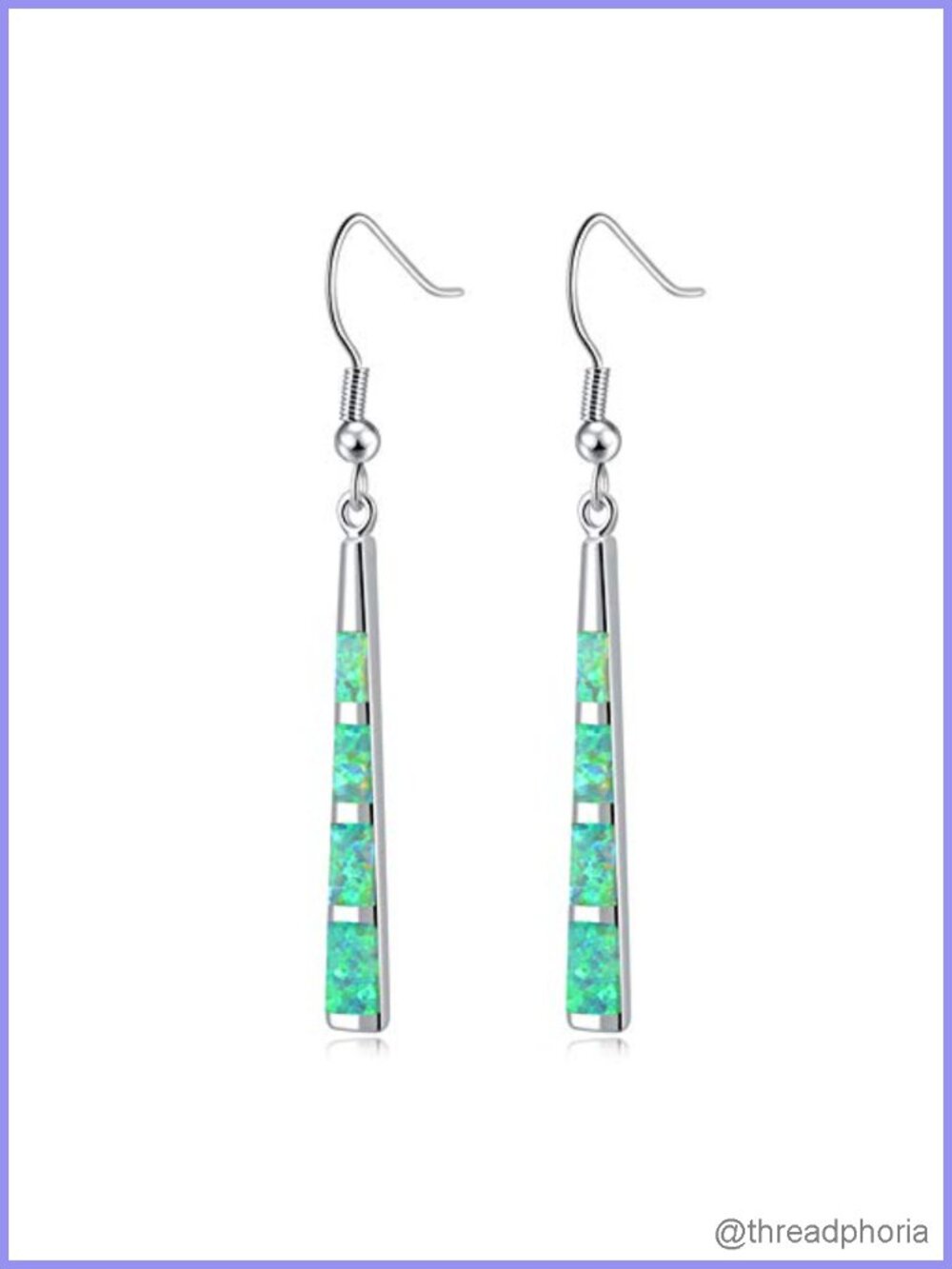 Opal Drop Earrings - Silver or Gold Plated Dangle Bar for Women